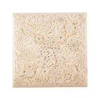 100pcs square ivory laser cut wedding invitations elegant birthday gift card party favors with envelope rsvp thank you card