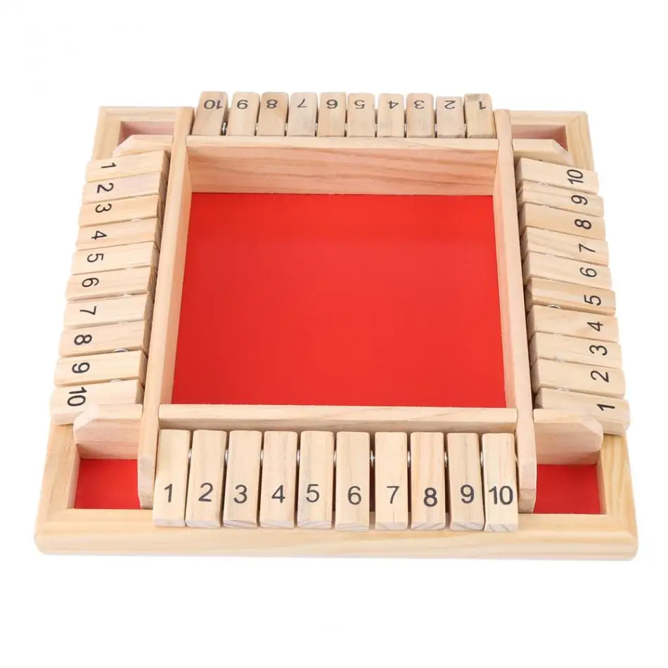 Настольная игра с играми Shut The Box набор 4-сторонних деревянных щитков и кубиков 10