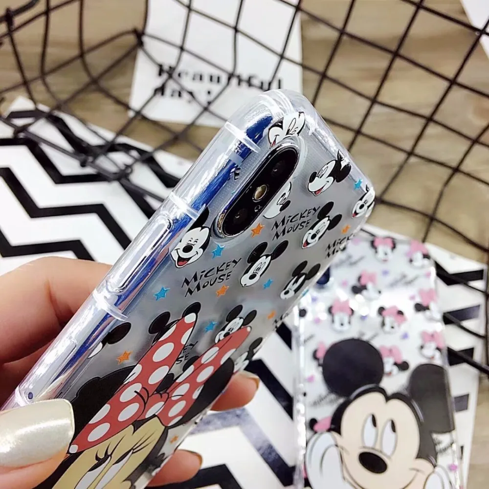 FGHGF 2018 Newest Cute Cartoon Minnie Mickey Mouse Soft Clear Case Cover for IPhone 7 6 8 Plus Rubber Silicone |