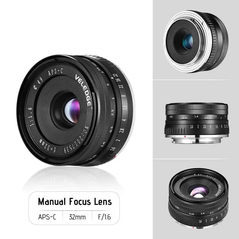 

Для цифровых беззеркальных камер Sony E-Mount NEX 3 NEX 3N NEX 5 NEX 5T 32 мм F1.6 с большой диафрагмой ручной основной фиксированный объектив APS-C r25
