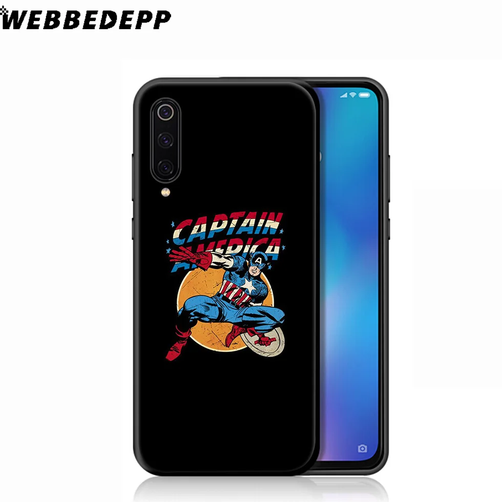 WEBBEDEPP Captain America Caps мягкий чехол для Xiaomi Mi 9T 9 8 SE 6 A1 A2 A3 Lite MiA1 MiA2 MiA3 F1 MAX 3 Mi8 CC9E CC9 |