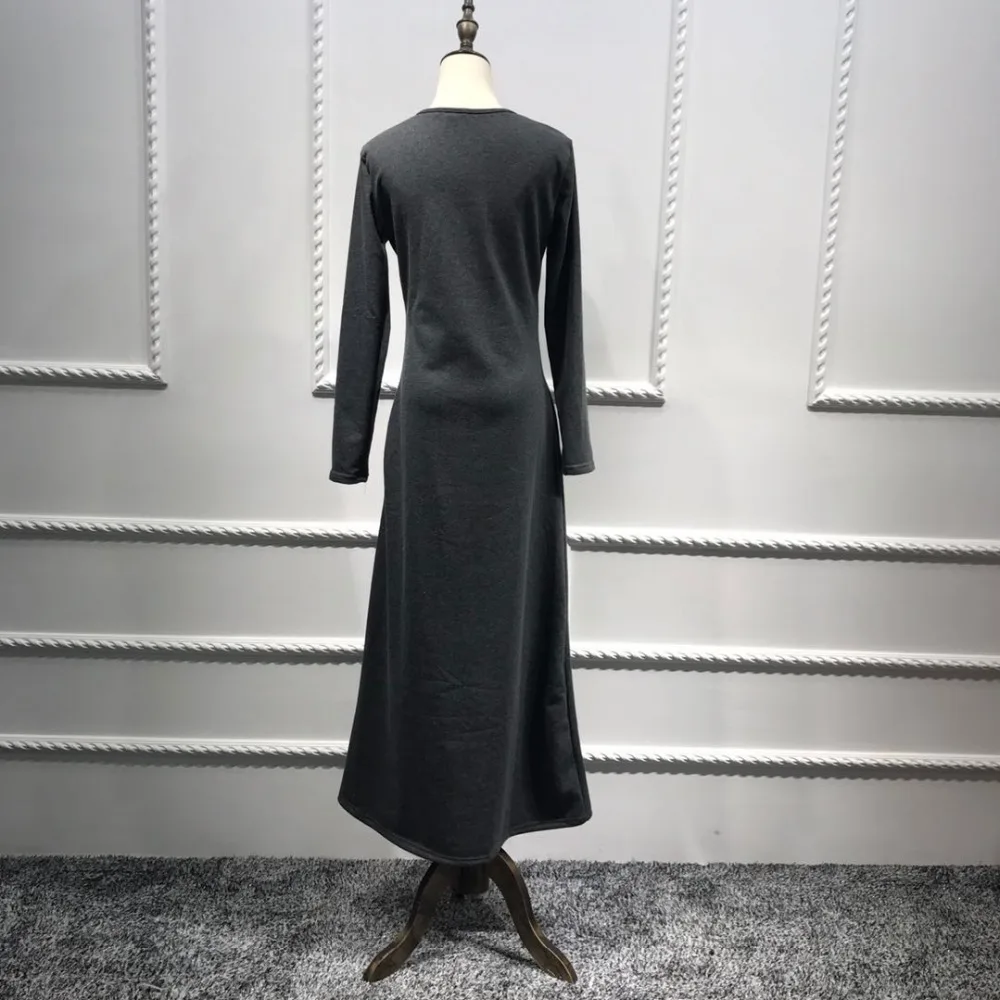 dark grey Мусульманское платье женская мусульманская одежда Абая Дубай платья Хиджаб ropa musulmana mujer - Цвет: dark grey