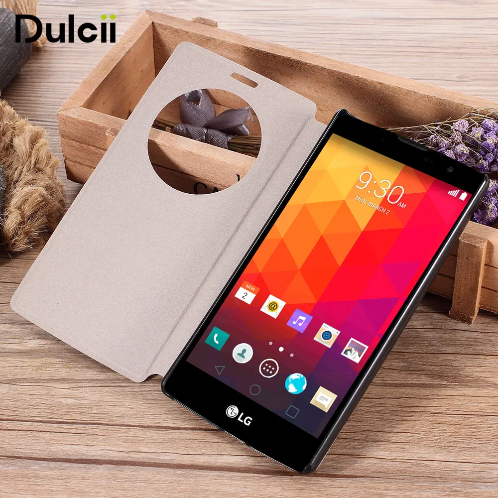 DULCII для LG G4C h525n случае ароматный окном View искусственная кожа флип чехол телефона