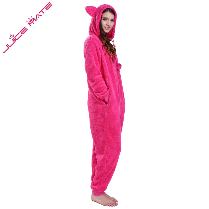 JuiceMate Зима Теплая С Капюшоном Пижамы Комбез Onesie Комбинезон Животных Уши Пушистые