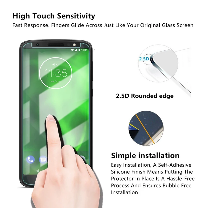 2 шт. 2.5D 9H высококачественный чехол из закаленного стекла для Moto G6 защита экрана
