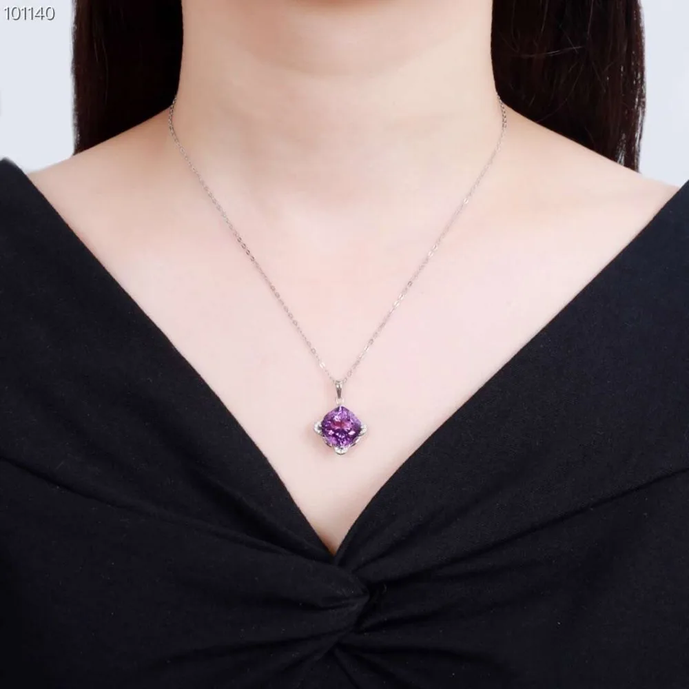 

gemstone jewelry wholesale classic 925sterling silver natural purple amethyst charm pendant necklace
