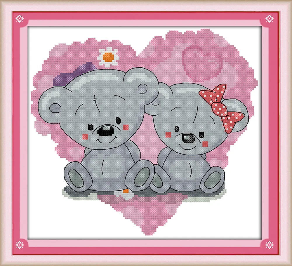 Teddy bear lovers DMC Вышивка крестиком китайская ткань счетный крест наборы узоров