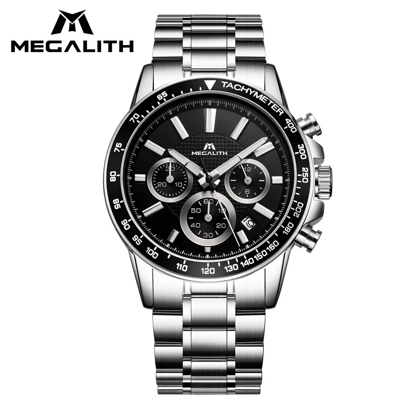 

Mes's Watches MEGALITH Top Brand Luxury Quartz Watch For Men Waterproof Chronograph Analogue Watch Gents Business Casual Clock