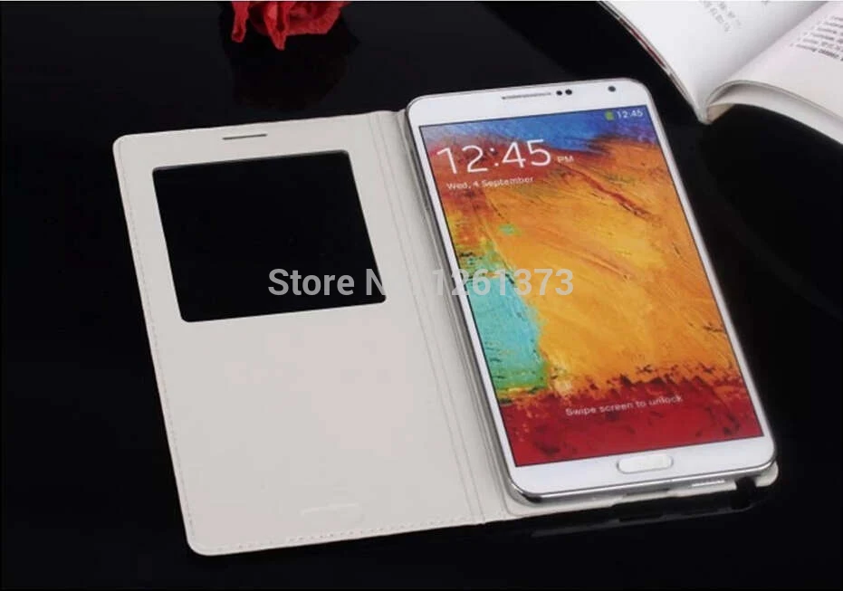 Для Samsung Galaxy Note3 neo mini N7505 7505 откидной кожаный чехол с окошком без микросхемы IC|case