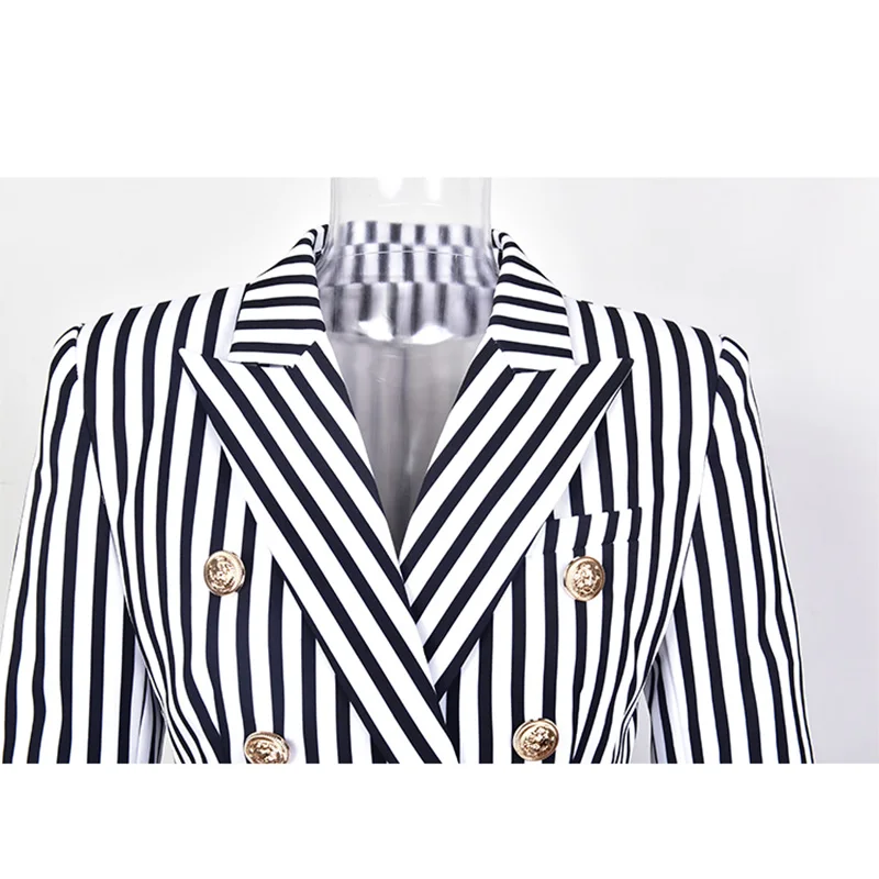 HarleyFashion Европейская и американская уличная одежда модный топ в полоску пиджак
