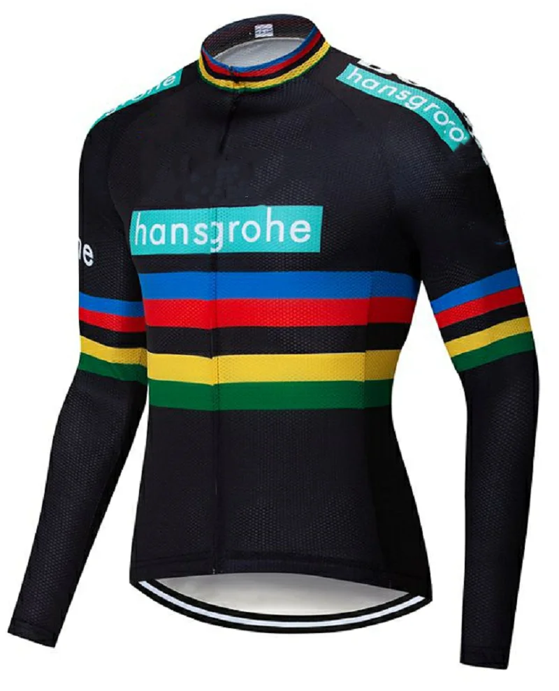 long jersey Hansgrohe команда Осенняя тонкая одежда с длинными рукавами набор мужской Велоспорт Джерси Bib длинный велосипед Ropa Ciclismo велосипедная одежда - Цвет: long jersey