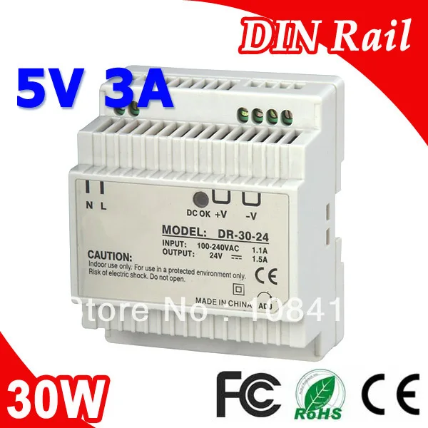 

DR-30-5 Din-Rail Switch Power Suply Transformer 5V 3A 30W Output