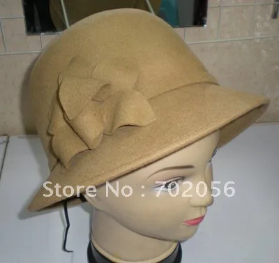 Flower Wool bucket hat Warm Fashion Mixed color 6pcs/lot#2340