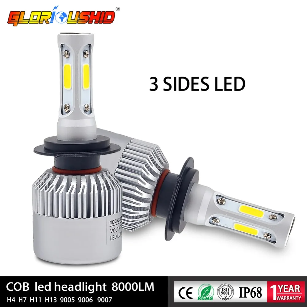 H7 Led H11 H8 H9 9005 HB3 9006 HB4 лампа для автомобильных фар 3 стороны COB супер яркость 6500K
