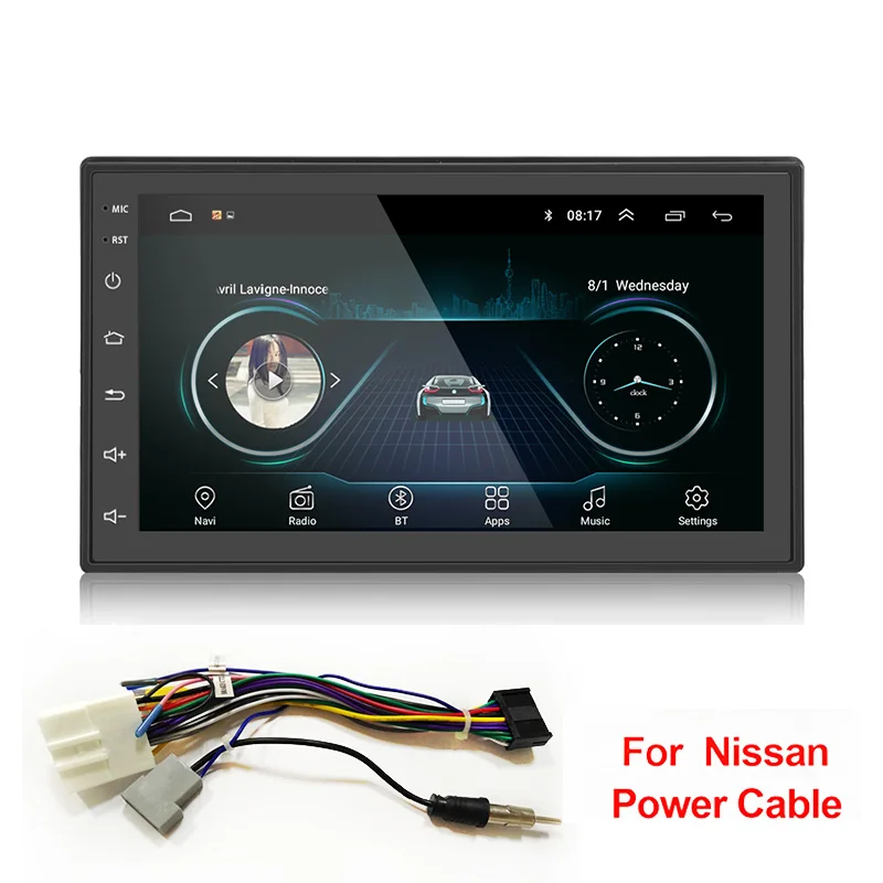 Nissan cable Android 8,0 2 Din Автомобильный Радио Мультимедиа Видео плеер Универсальный Авто Стерео gps карта для Volkswagen Nissan hyundai Kia toyata CR-V - Цвет: Nissan cable