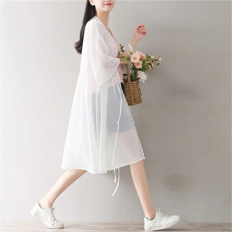 Летние Новинки для женщин свободный кардиган рубашка 2017 Блузка Большой размер