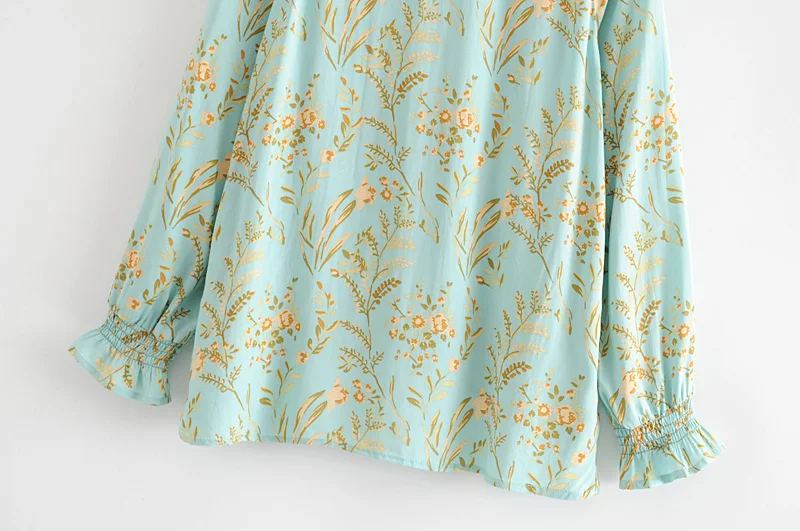 Boho блуза с цветочным принтом и длинным рукавом богемные свободные женские топы