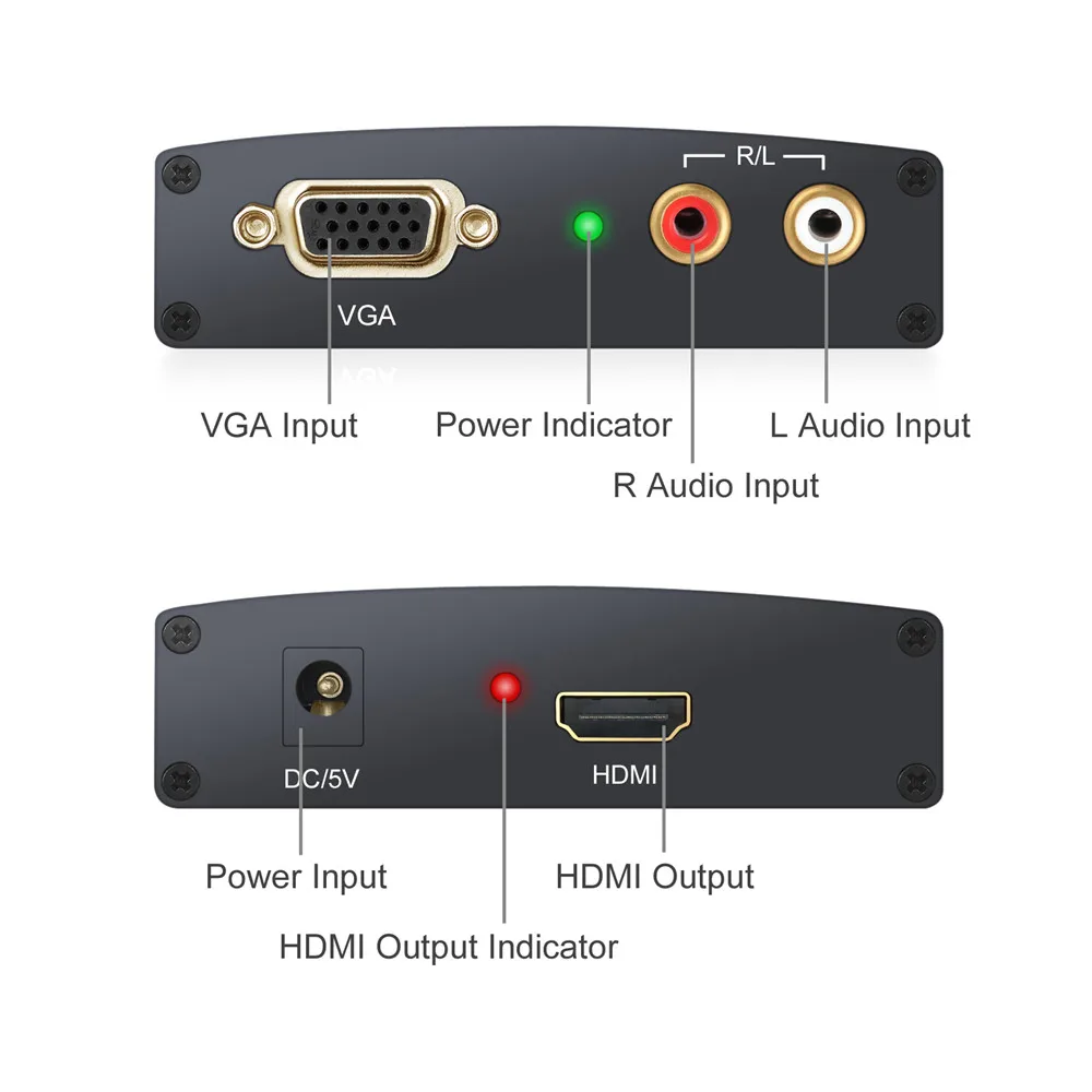 PROZOR для VGA + RL стерео RCA к HDMI совместимый видео аудио адаптер конвертер 1080P Видео