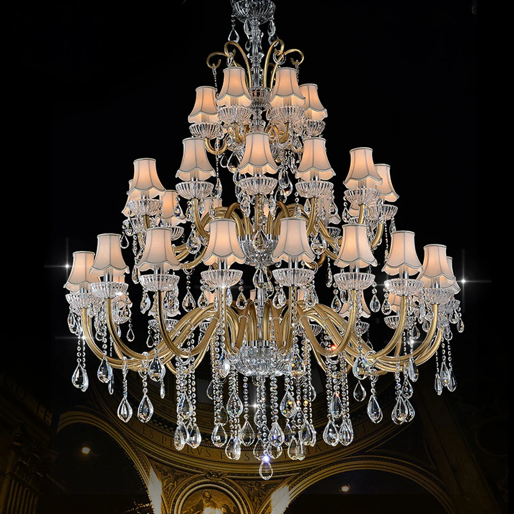 

Compound Building Living Room Crystal Chandelier Lighting Big Light Fixtures Luxurious Hotel Hall Long Crystal Lamp Foyer