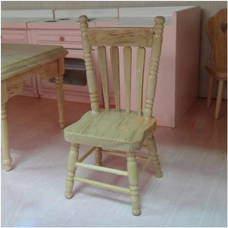 

G07-X445 children gift Toy 1:12 Dollhouse mini Furniture Miniature rement Doll accessories DIY Wood color chair 1pcs