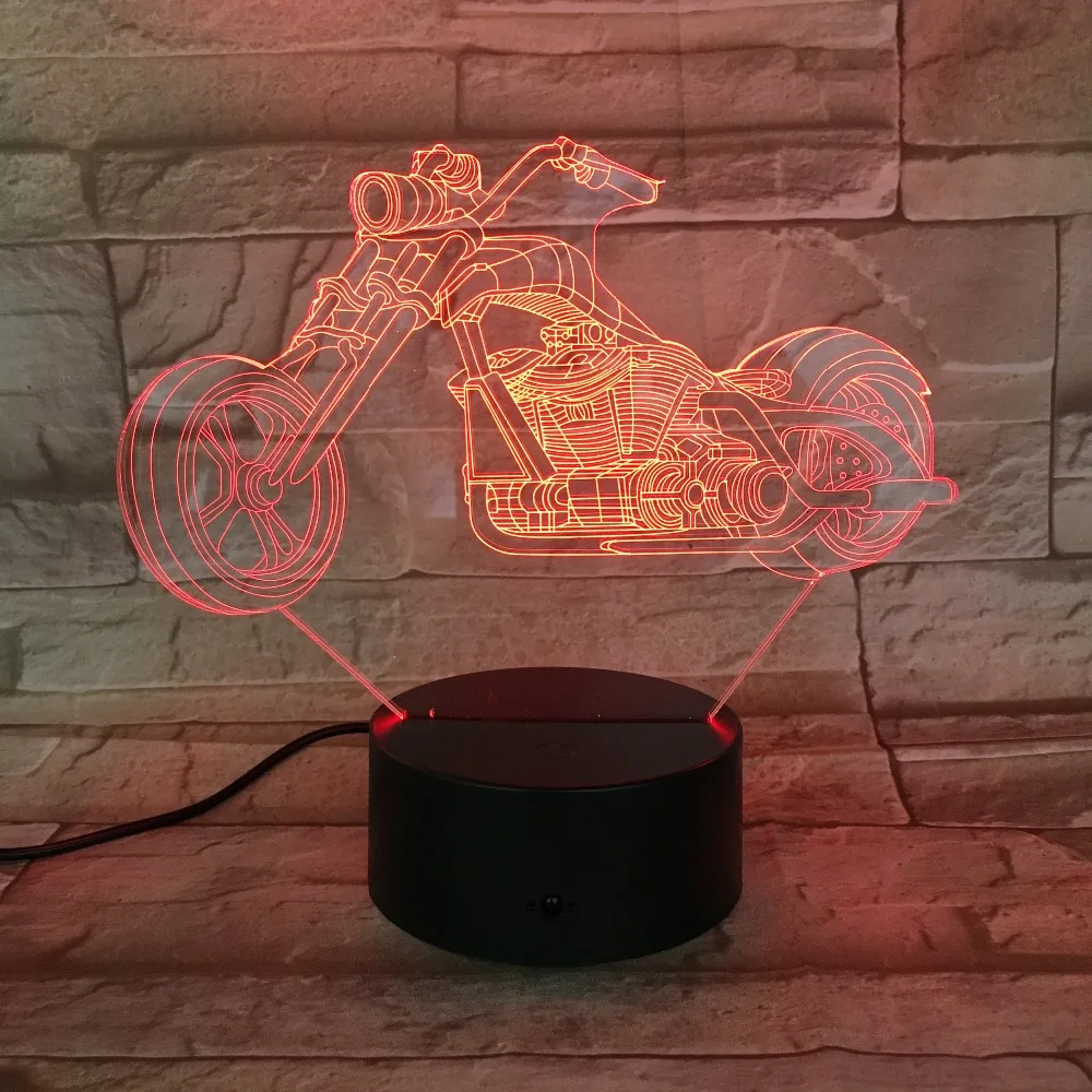 Светодиодный ночник 7 цветов для моторного велосипеда 3D лампа с изменяющимся