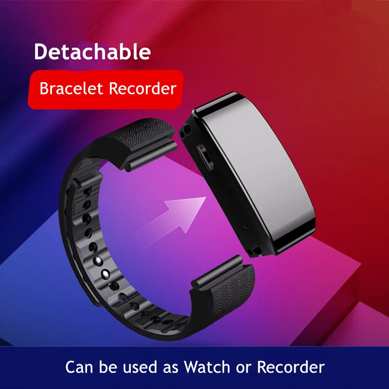 Yescool Invisble Цифровой диктофон Смарт часы браслет Спорт Шагомер Браслет MP3 музыкальный плеер голосовой активация рекордер