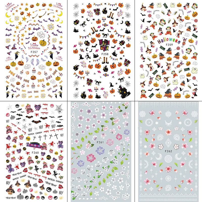 1 лист стикеров для дизайна ногтей Хэллоуин Тыква красный поцелуй желтая улыбка