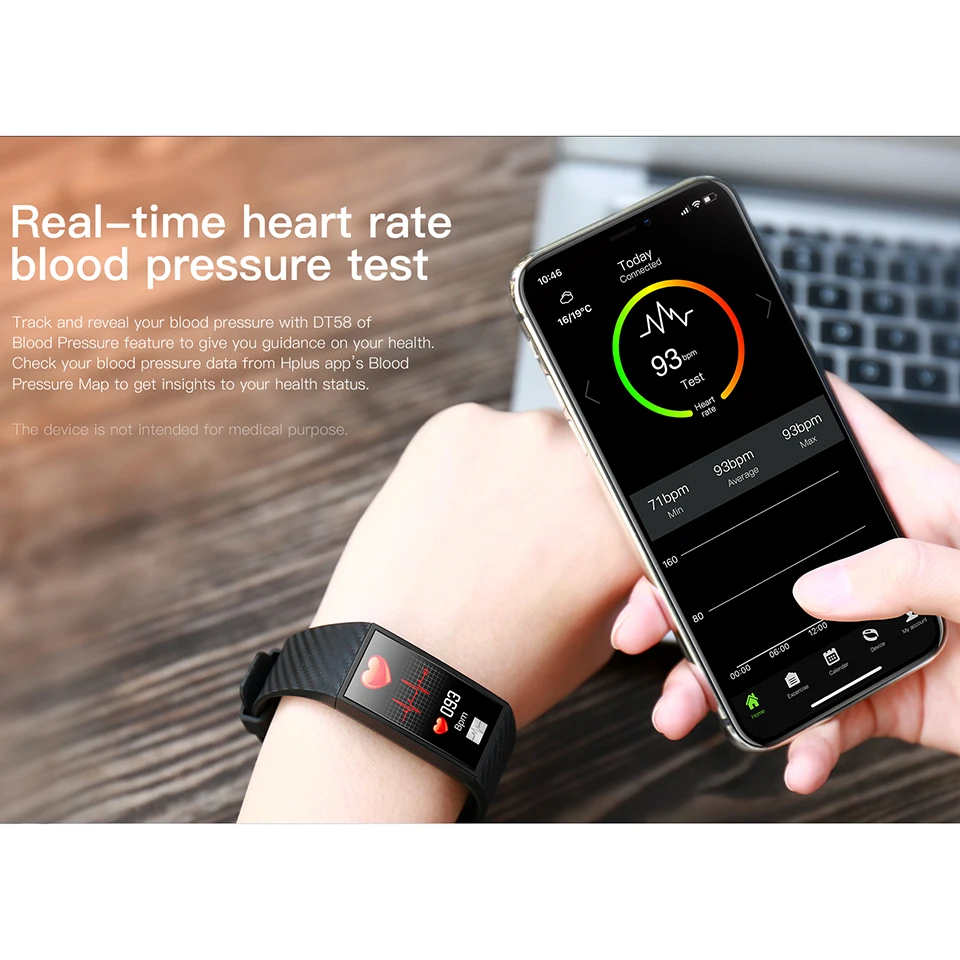 Смарт браслет ECG Bluetooth 4 2 фитнес трекер часы пульсометр измерение температуры
