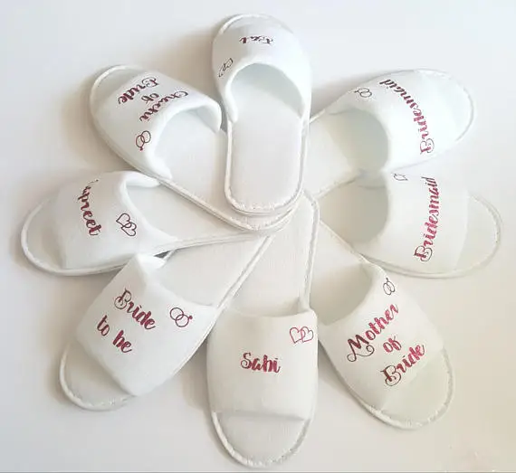 

Personalized title wedding bridesmaid bride spa slippers Matron of honor Bachelorette bridal shower hen party favors gifts