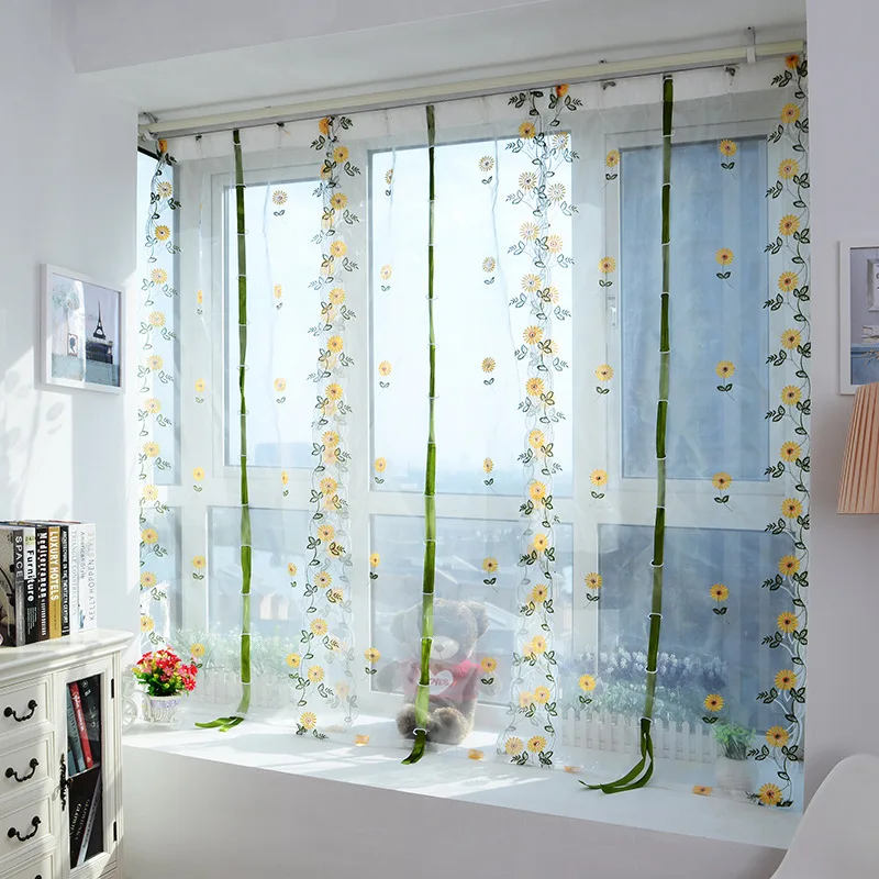 Занавески в римском стиле с ромашками и цветами для кухни балкона вуаль Короткие