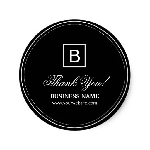 Стильная черная монограмма наклейка с надписью Thank You индивидуальная именем