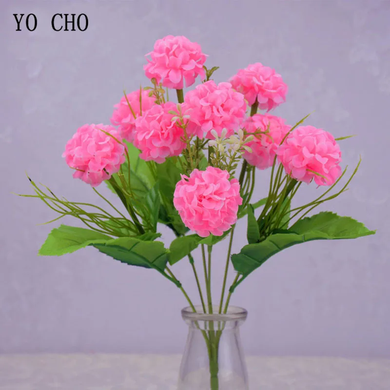 YO CHO Искусственные цветы 9 головок белая Гортензия тканевый букет высокое