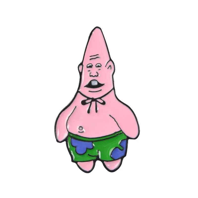 style 16 GDHY SpongeBob аниме серия брошь 16 видов стилей губка-Боб эмалированные булавки морские звезды Барнакл мальчик дом в форме ананаса для детей Кнопка значок - Окраска металла: style 16