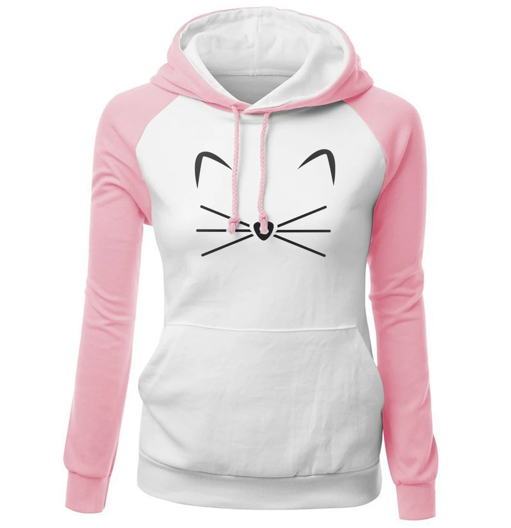 Женская толстовка с рукавом реглан Kawaii розовая флисовая капюшоном и милым