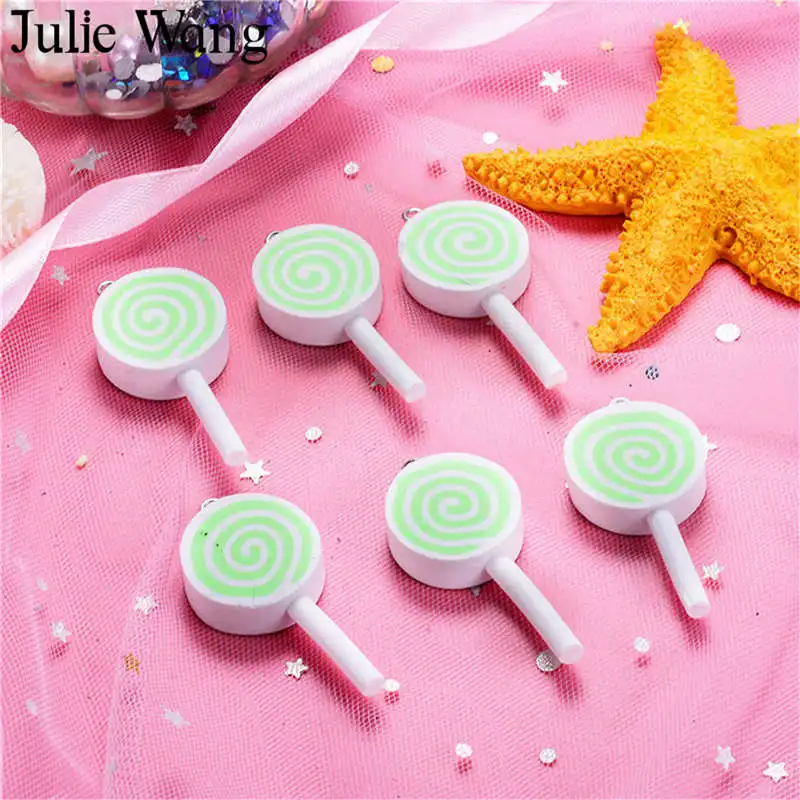 Julie Wang 10 шт. полимерные конфеты с крючком подвески для слайма фурнитура украшения