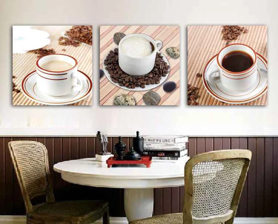

Бесплатная доставка, 3 панели, кофейная картина с принтом, картина, домашний декор, холст, искусство, украшение для столовой W0185