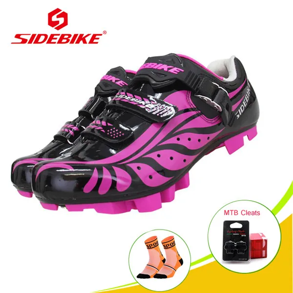 B shoes for Cleats SIDEBIKE pro обувь для велоспорта розовая sapatilha ciclismo mtb SPD педали женские ультралегкие самозакрывающиеся велосипедные кроссовки для езды - Цвет: B shoes for Cleats