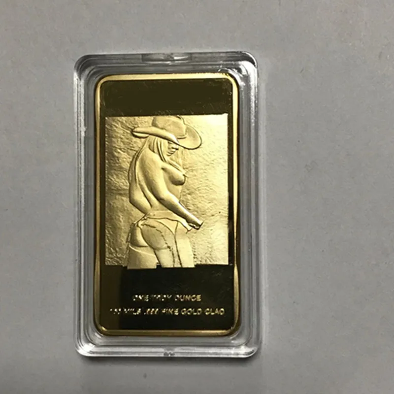 5 Pcs Sample order lovely girl badge 1 OZ 24k real gold plated beauty fashion women 50 x 28 mm souvenir coin bar | Дом и сад