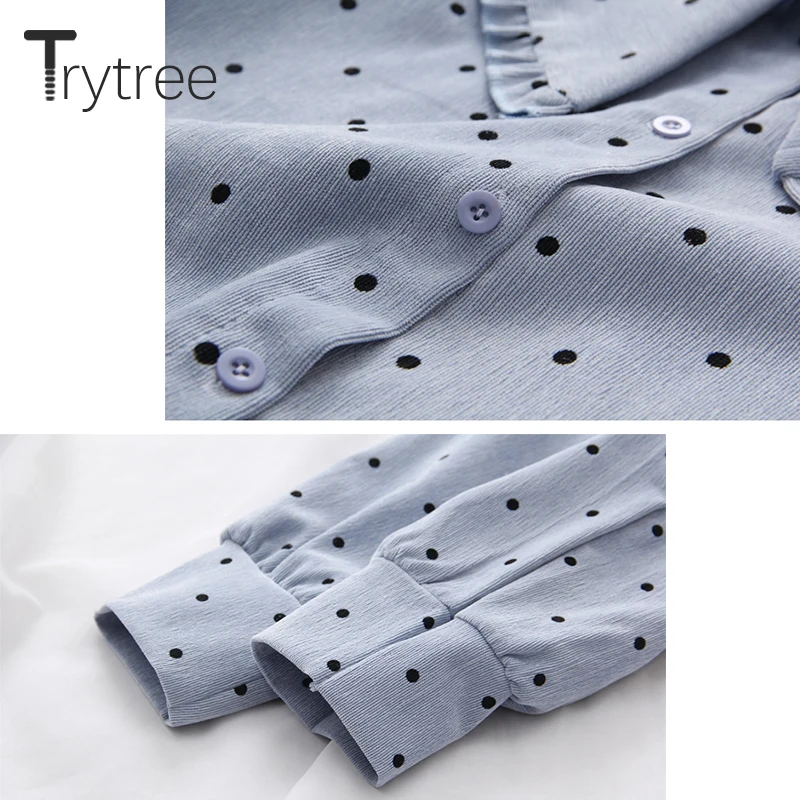 Ttytree/осенние блузки Повседневная рубашка в горошек для женщин Питер Пэн воротник