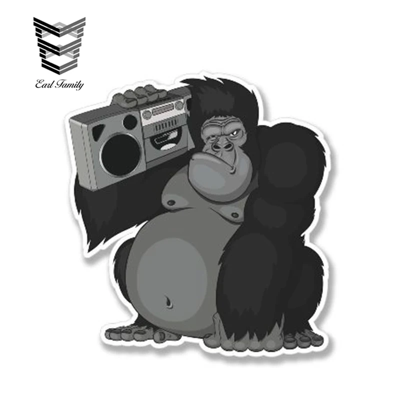 

EARLFAMILY 13 см x 13 см Gorilla Stereo DJ музыка виниловая наклейка с милыми животными Мультяшные животные Стайлинг автомобиля водонепроницаемые аксессуары