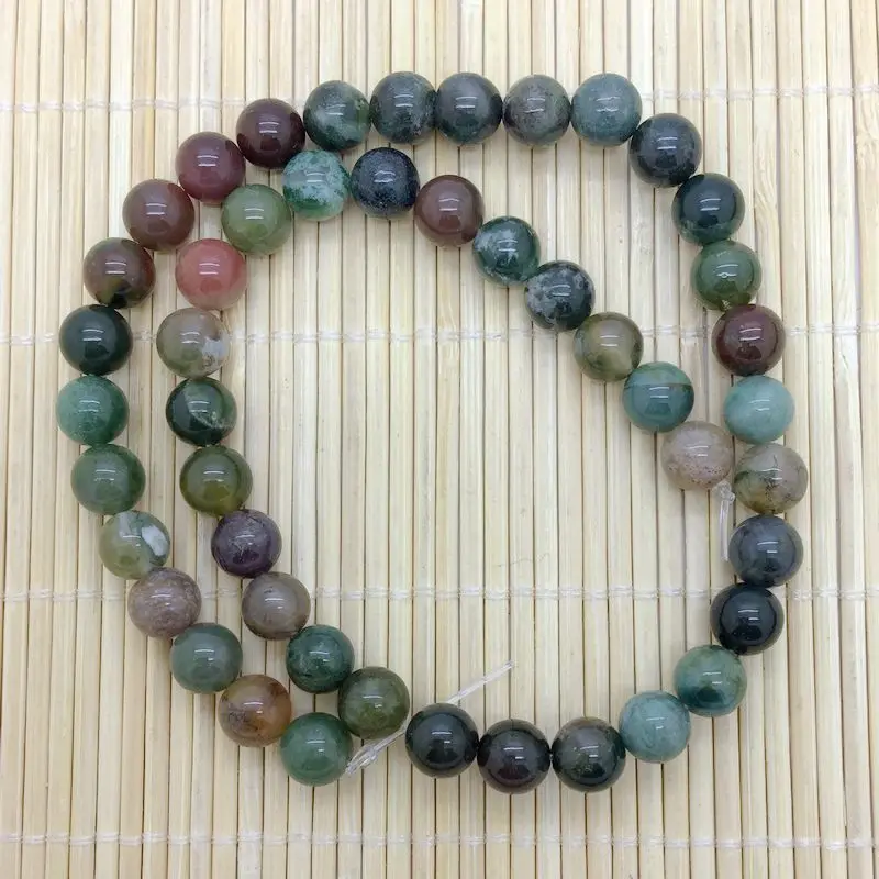 Beadztalk Natural Stonel Beads Indian Agates Round Fancy Jaspers 4 6 8 10 12 MM DIY Jewelry Making Supplies | Украшения и