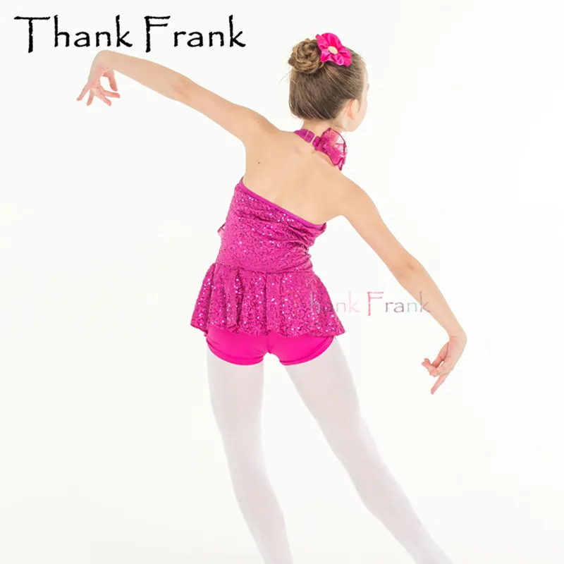 Rose Red Sequin Ballet Costume For Kids Adult Girls Women Backless Sexy Practice Dance Dress Shiny Professional Stage Wear C469 |