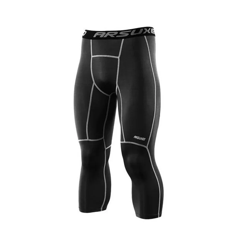 ARSUXEO мужские Спортивные Компрессионные колготки базовый слой для бега 3/4 фитнес