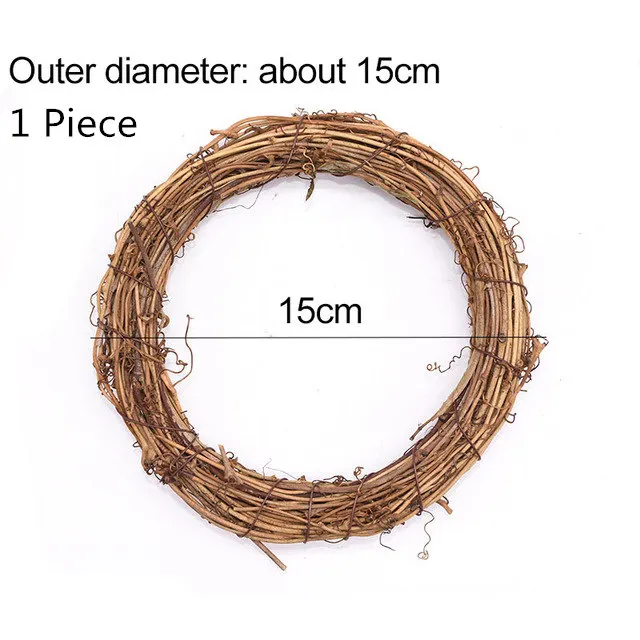 1Pc 15cm 8/10/15/20/25 см натуральный ротанг Гавайи вечерние гирлянда стволовых кольцо «ветка» DIY ВЕНОК из искусственных цветов Рождество настенный дверной подвесной - Цвет: 1Pc 15cm