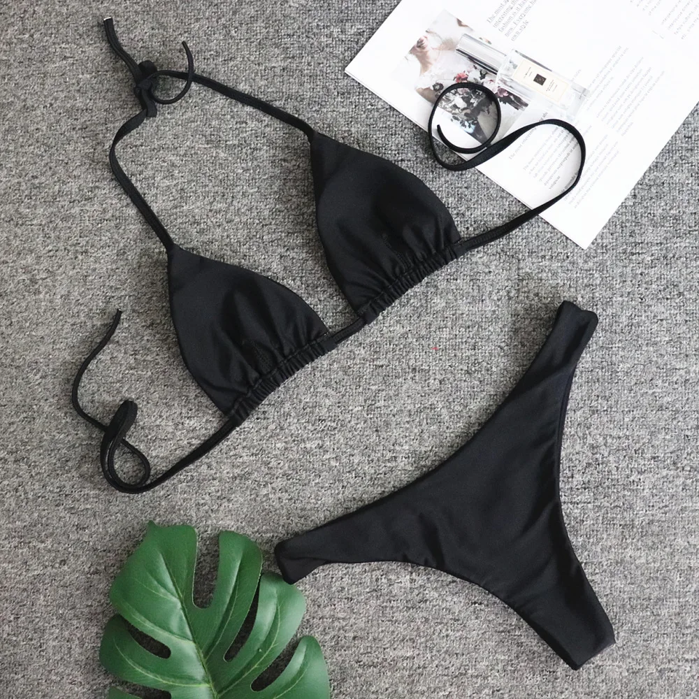 

Bikini 2019 shiny crystal Swimsuit Women Sexy Swimwear Push up Bikini Bandage Halter Bikini Set Low Waist Padded Beachwear