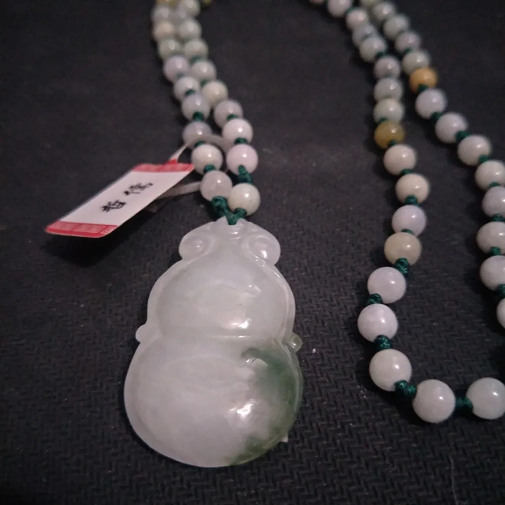 Free Class A National Certificate Natural Burmese Jade Treasure Gourd Pendant Tricolor Bead Necklace | Украшения и аксессуары