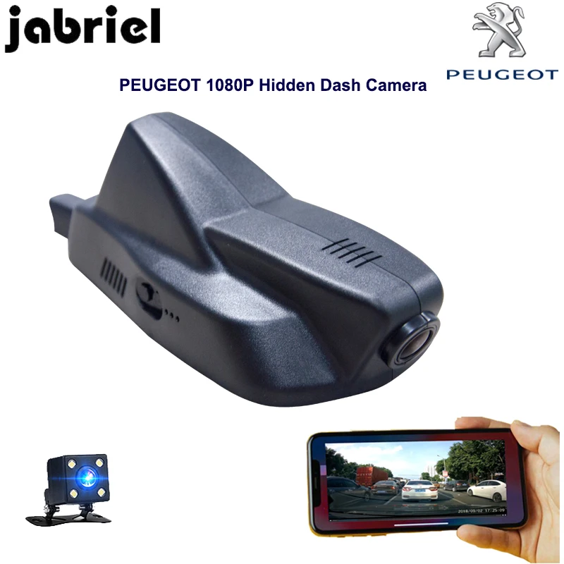 Скрытый Автомобильный видеорегистратор Jabriel с Wi Fi для 2015 2016 2017 2018 PEUGEOT 2008 1080P