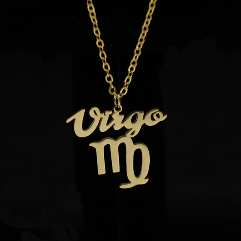 

12 constellation stainless steel pendant necklace gold virgo letter necklace men and women jewelry Valentine's Day gift
