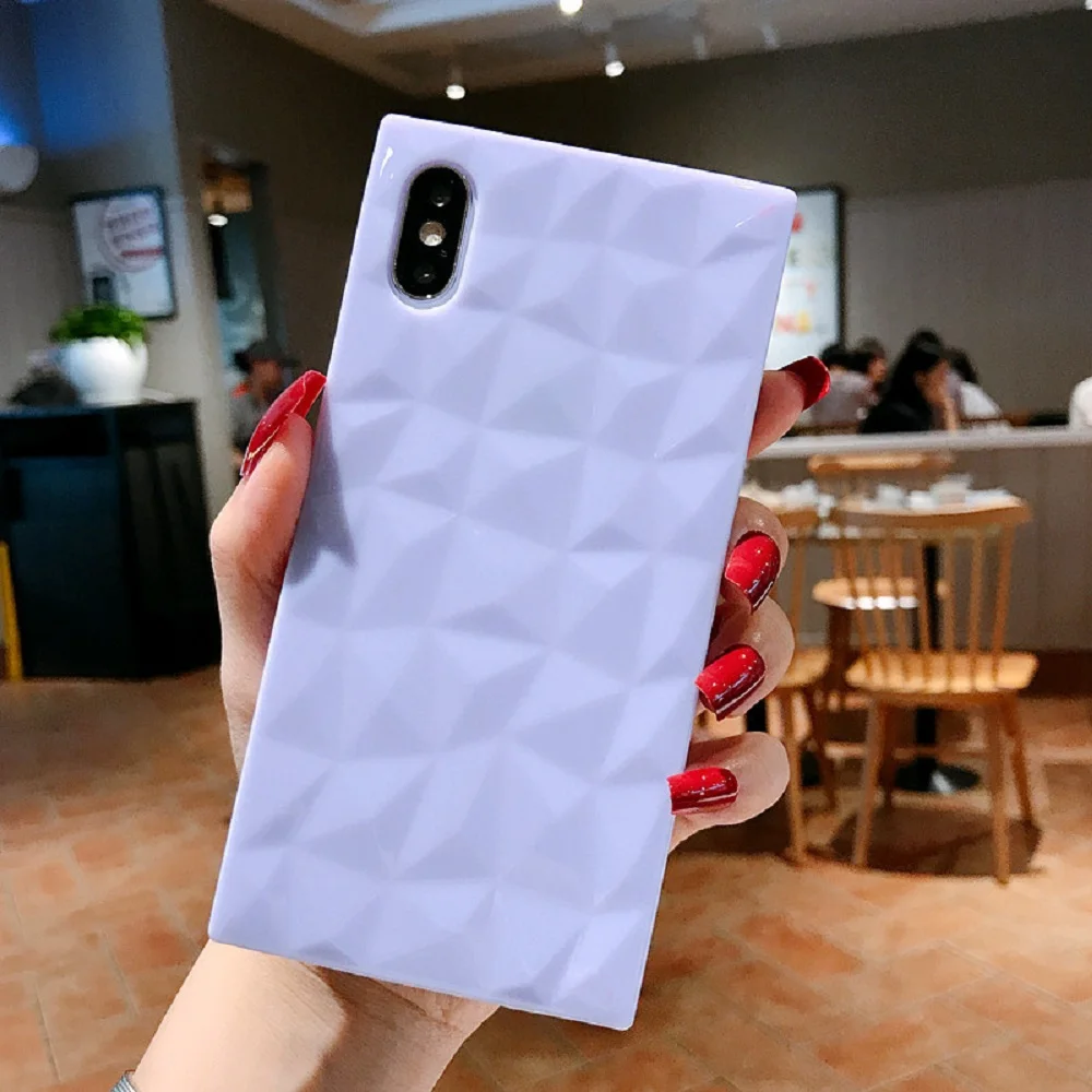 Diamond Square Case On For iphone 6 7 8 Plus Soft TPU Back Cover X XS MAX XR Phone | Мобильные телефоны и аксессуары