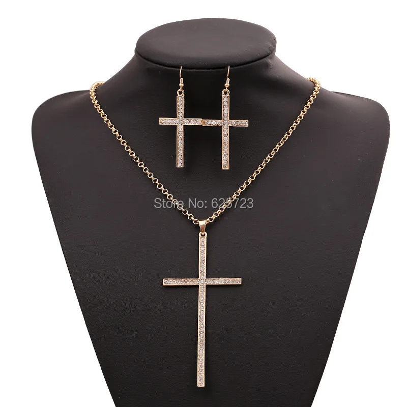 Free shipping the new promotion high-end crystal set belief jewelry fashion necklace cross sweater chain wholesale RC7074 | Украшения и